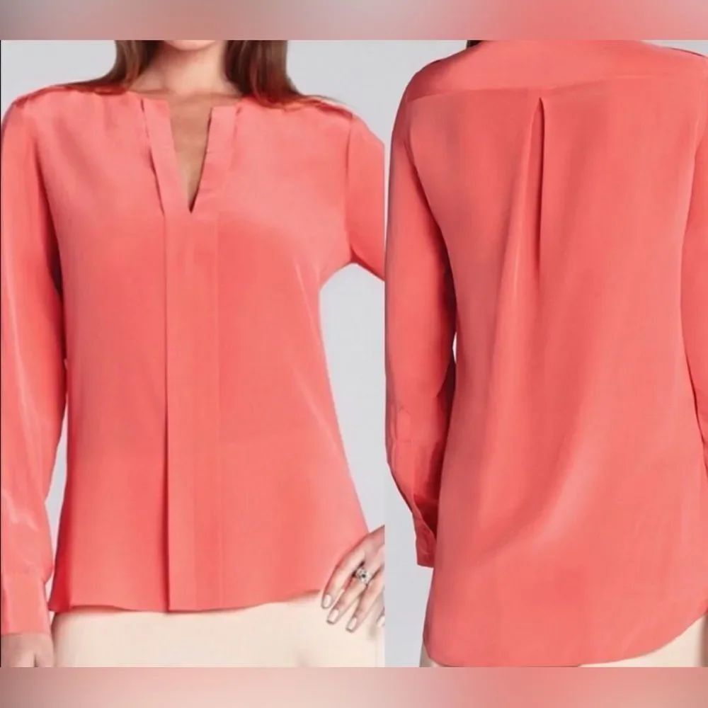 BCBG Max Azria Carolyn Coral Women's silk Blouse size XS